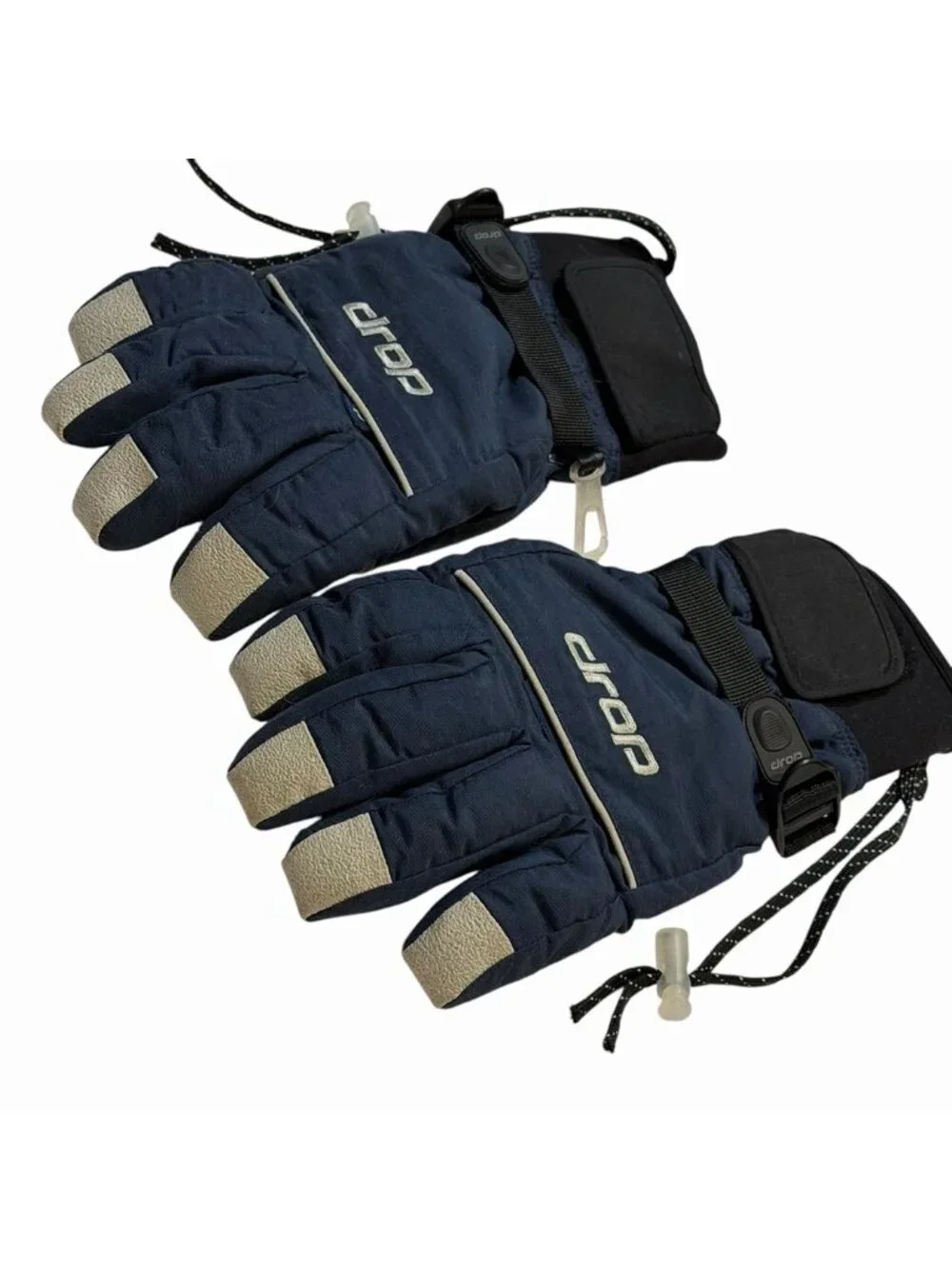 Drop Gloves Women's Medium Navy Gray Colorblock‎ Lined Adjustable Strap